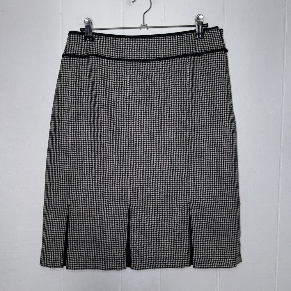 Carlisle Women’s 100% Wool Houndstooth Pencil Skirt Black White Size 14